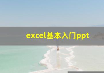 excel基本入门ppt