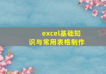 excel基础知识与常用表格制作