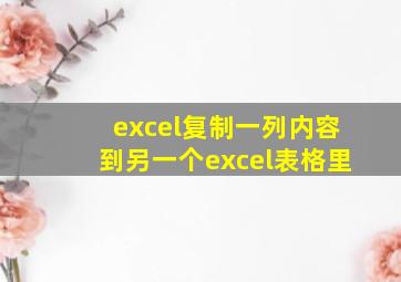 excel复制一列内容到另一个excel表格里