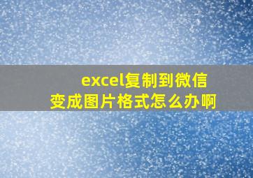 excel复制到微信变成图片格式怎么办啊