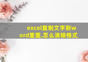 excel复制文字到word里面,怎么清除格式