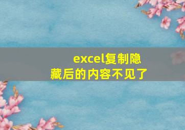 excel复制隐藏后的内容不见了