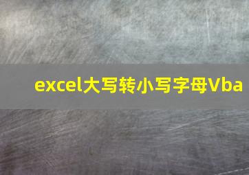 excel大写转小写字母Vba