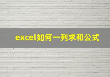 excel如何一列求和公式