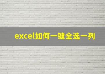 excel如何一键全选一列