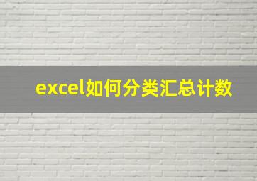 excel如何分类汇总计数