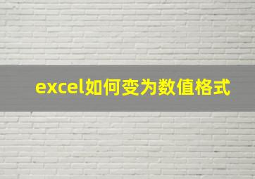 excel如何变为数值格式