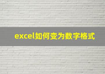 excel如何变为数字格式