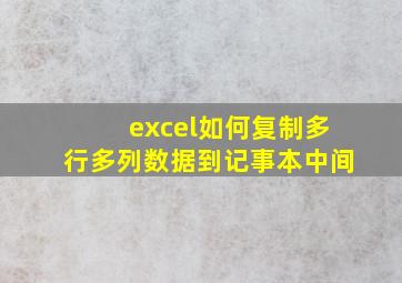 excel如何复制多行多列数据到记事本中间