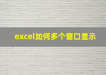 excel如何多个窗口显示