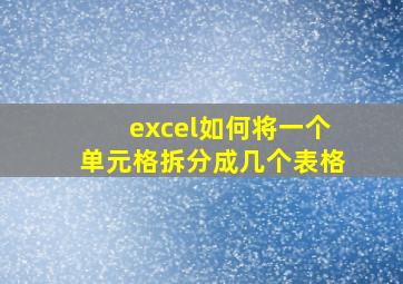 excel如何将一个单元格拆分成几个表格