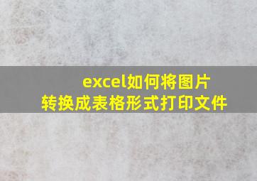 excel如何将图片转换成表格形式打印文件