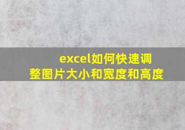 excel如何快速调整图片大小和宽度和高度