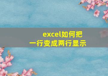 excel如何把一行变成两行显示