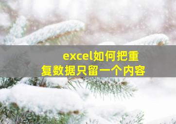 excel如何把重复数据只留一个内容