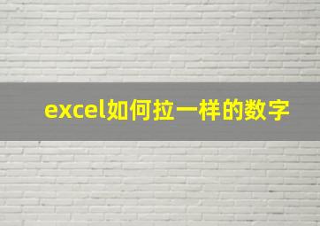 excel如何拉一样的数字