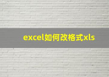 excel如何改格式xls