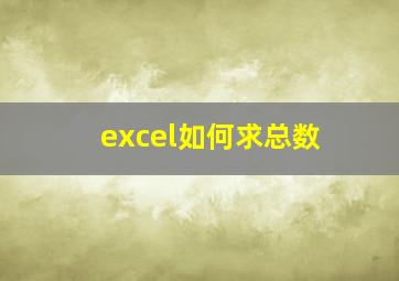 excel如何求总数