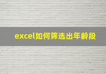 excel如何筛选出年龄段