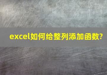 excel如何给整列添加函数?