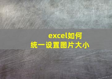 excel如何统一设置图片大小