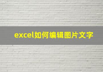 excel如何编辑图片文字