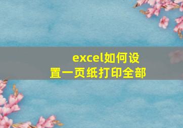 excel如何设置一页纸打印全部