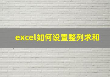 excel如何设置整列求和