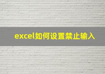 excel如何设置禁止输入