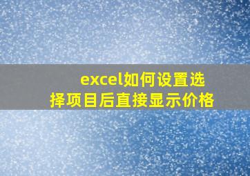 excel如何设置选择项目后直接显示价格