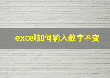 excel如何输入数字不变