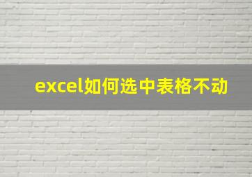 excel如何选中表格不动