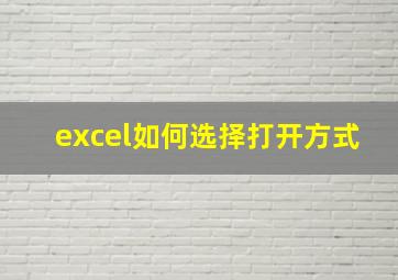 excel如何选择打开方式