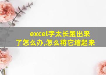 excel字太长跑出来了怎么办,怎么将它缩起来