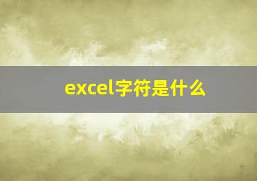 excel字符是什么