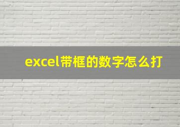 excel带框的数字怎么打