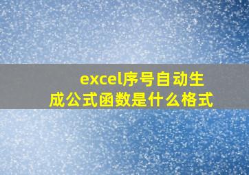 excel序号自动生成公式函数是什么格式