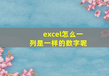 excel怎么一列是一样的数字呢