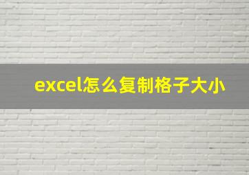 excel怎么复制格子大小