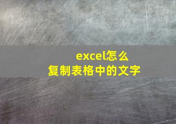 excel怎么复制表格中的文字