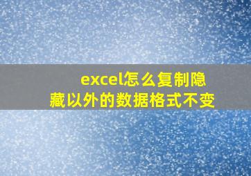 excel怎么复制隐藏以外的数据格式不变