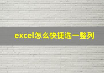 excel怎么快捷选一整列