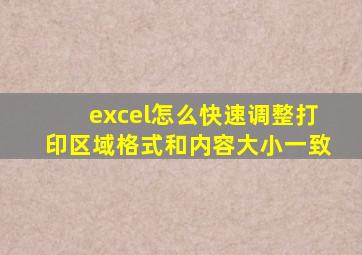 excel怎么快速调整打印区域格式和内容大小一致