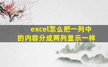 excel怎么把一列中的内容分成两列显示一样