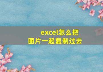 excel怎么把图片一起复制过去