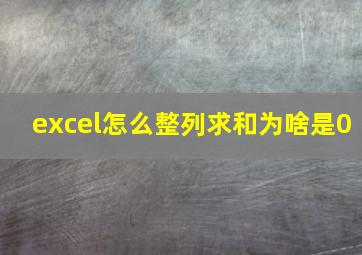 excel怎么整列求和为啥是0