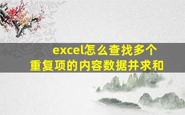 excel怎么查找多个重复项的内容数据并求和