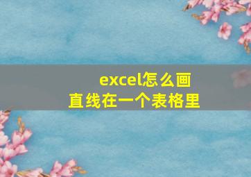 excel怎么画直线在一个表格里