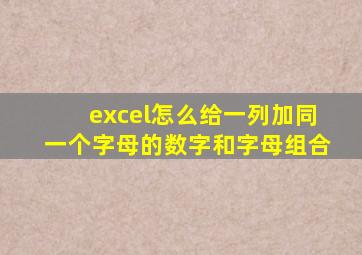 excel怎么给一列加同一个字母的数字和字母组合