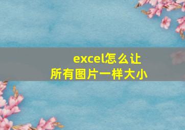 excel怎么让所有图片一样大小